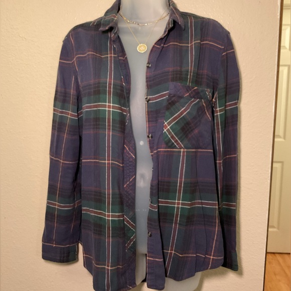 BDG Tops - BDG Plaid Flannel Shirt with Long Sleeves